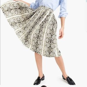 J crew pleated snakeskin print skirt 12 tall